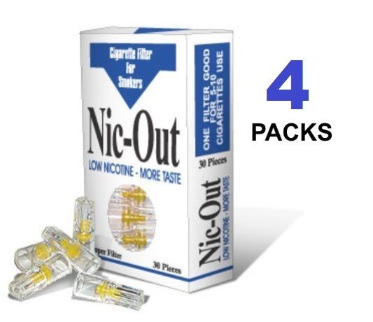Nic Out 4 Packs Cigarette Filters 120 Tips Filter Out Tar & Nicotine