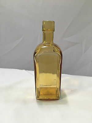 Wheaton Glass Paneled Front & Back 5 3/4" Amber Or Gold Bottle