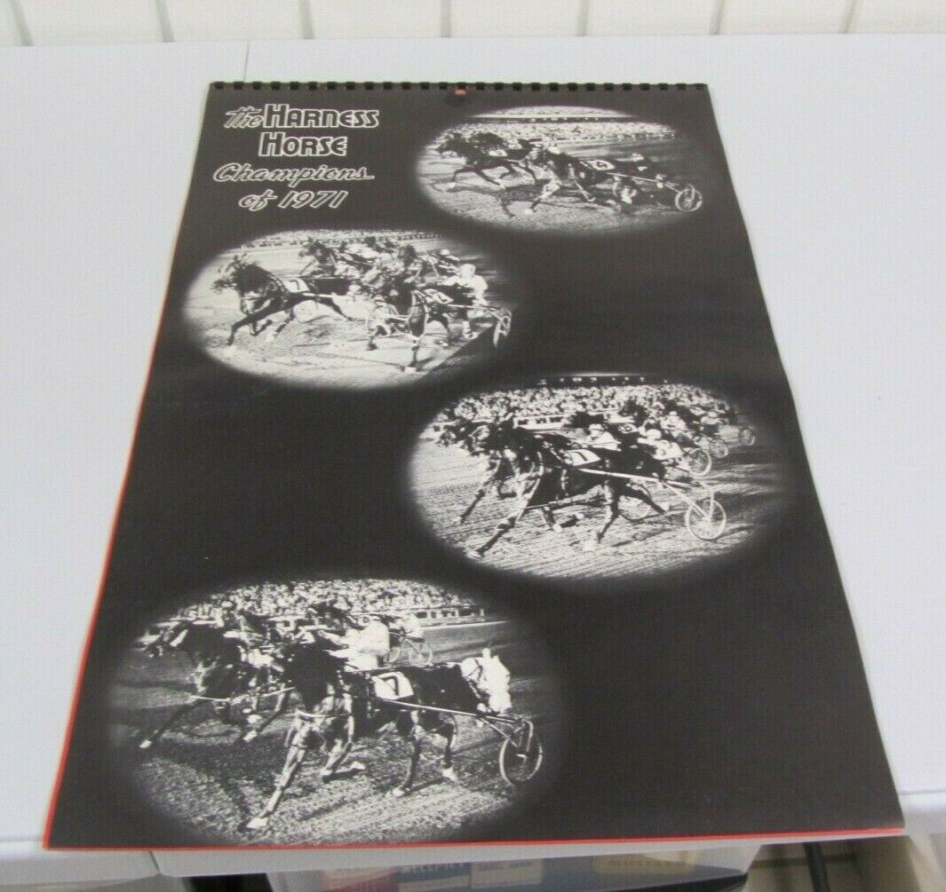 1971 Harness Horse Champions Color Wall Hanging 1972 Calendar 20x13 12 Racers