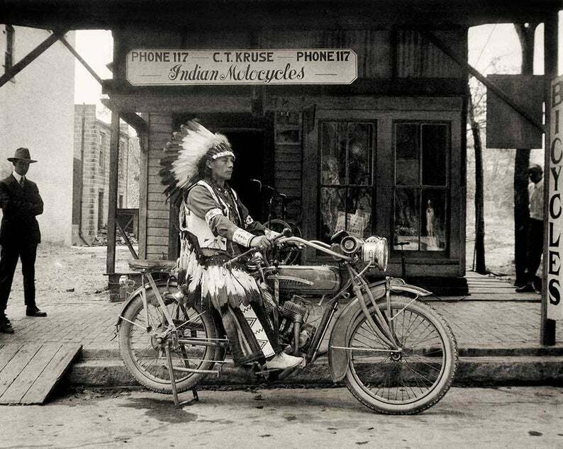 1920's Indian Motorcycle Vintage Native American Chief 8x11 Photo Poster Picture