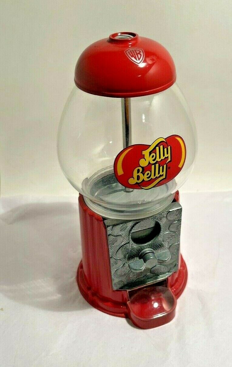 Nicely Used Wb Red Coin Operated Jelly Belly Dispenser Glass & Metal