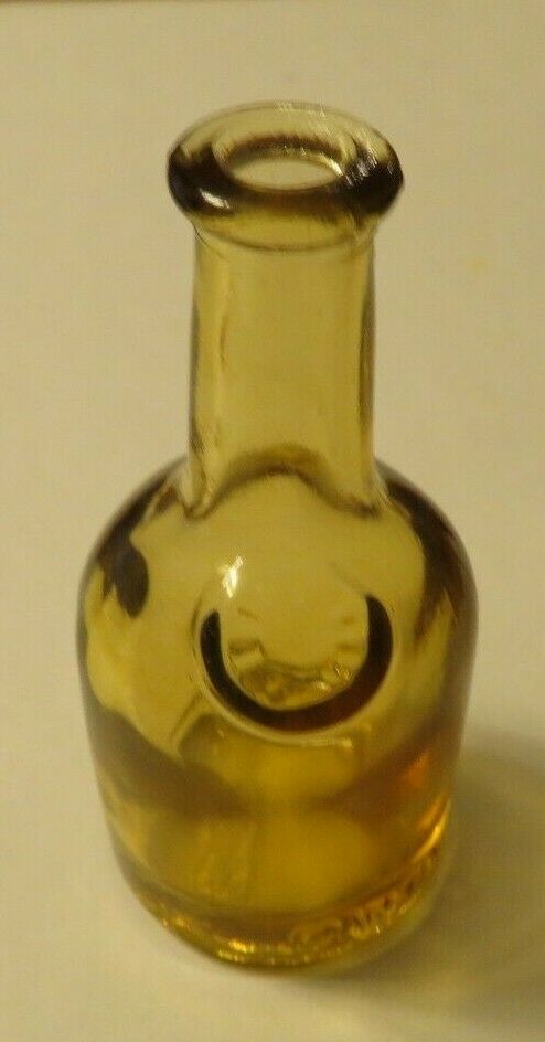 Wheaton Nj Amber Gold Glass 3" Mini Collector Bottle Rogers Brothers Medallion