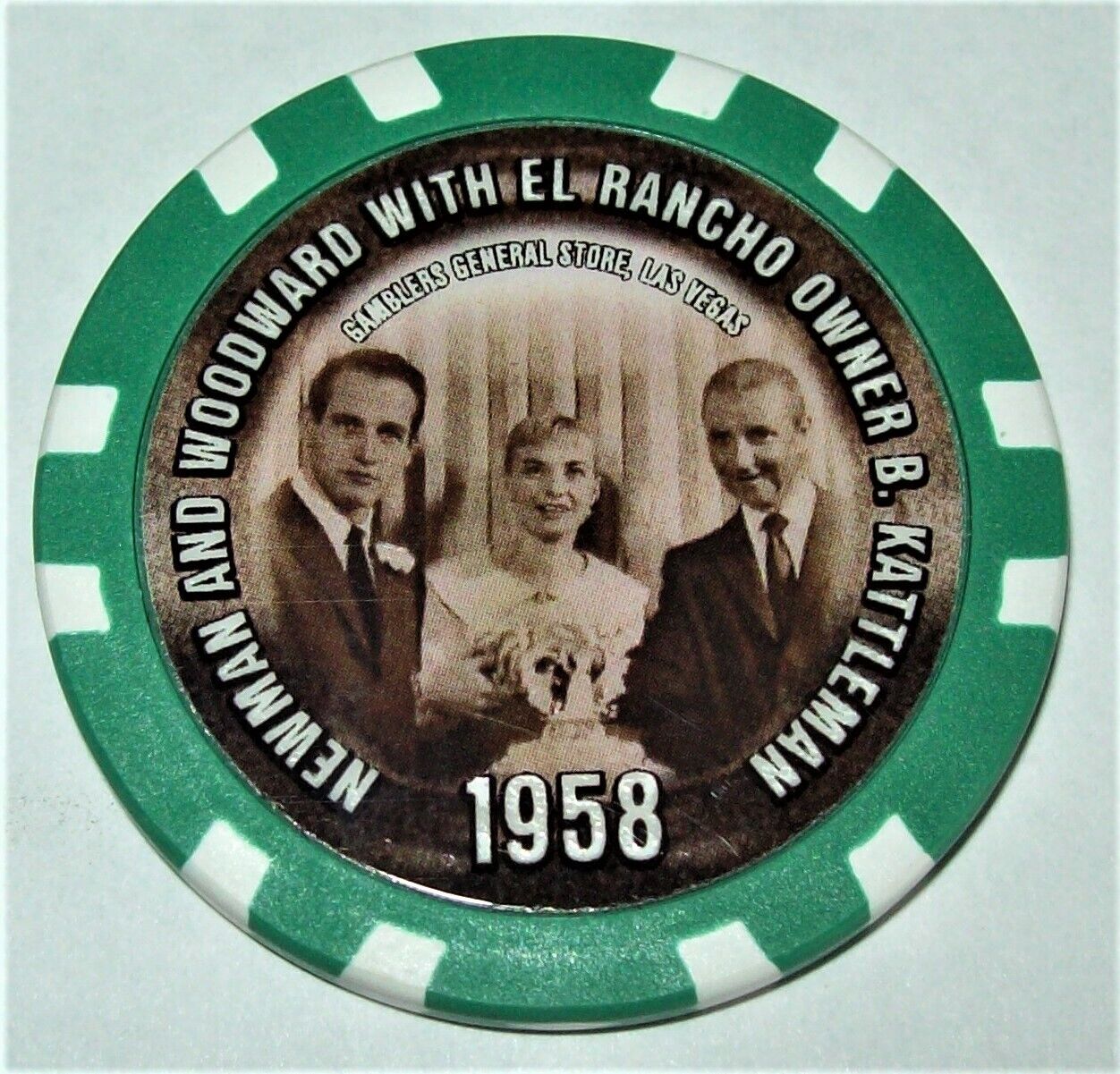 Paul Newman Joanne Woodward El Rancho Las Vegas Poker Chip 1958 Photo