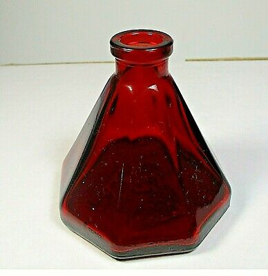 Wheaton Red Glass Bottle Ink 8 Sided Umbrella Tee Pee 3x2.5"  ʵ I1