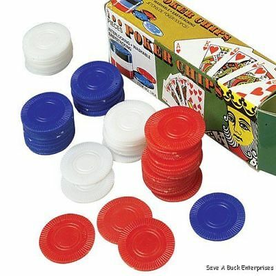 200 Plastic Poker Chips - Red White Blue - Cheap!
