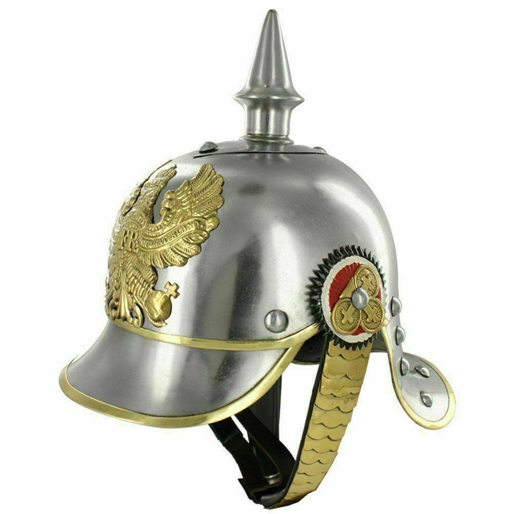 German Pickelhaube Fr Badge Steel & Brass Helmet Prussian Military Helmet Gift