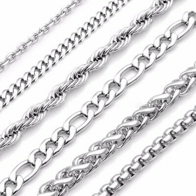 2-9mm Men Womens 316l Stainless Steel Silver Twist Curb Link Chain Necklace Gift