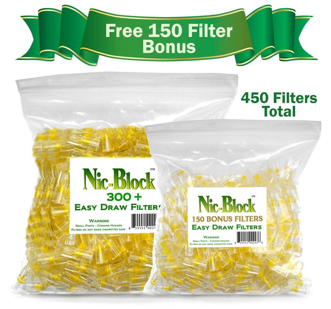 Nic-block  Cigarette Filters Bulk Economy Pack 300 + 150 Free Bonus Filters