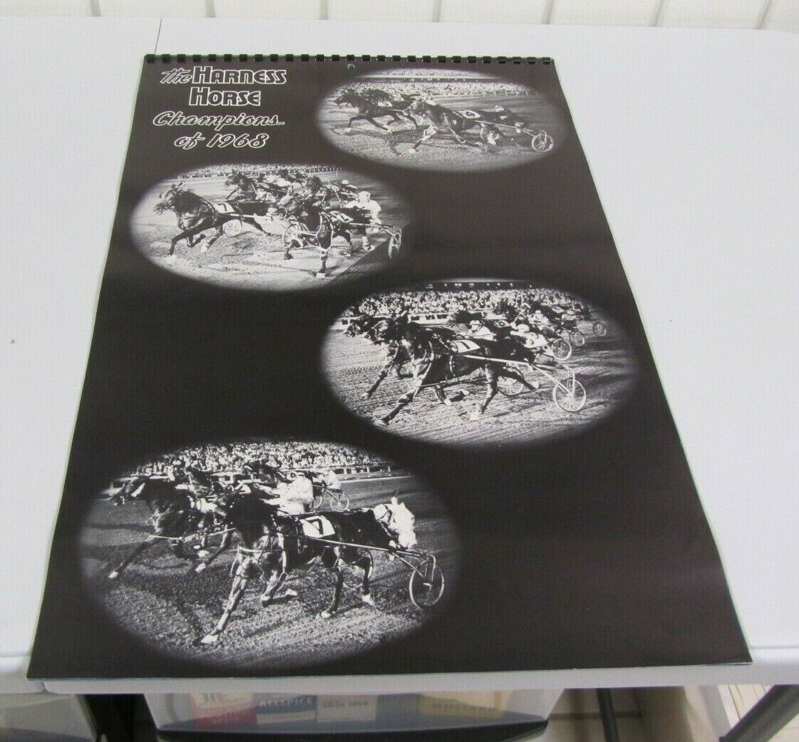 1968 Harness Horse Champions Wall Hanging 1969 Calendar 20x13 12 Racers Sports