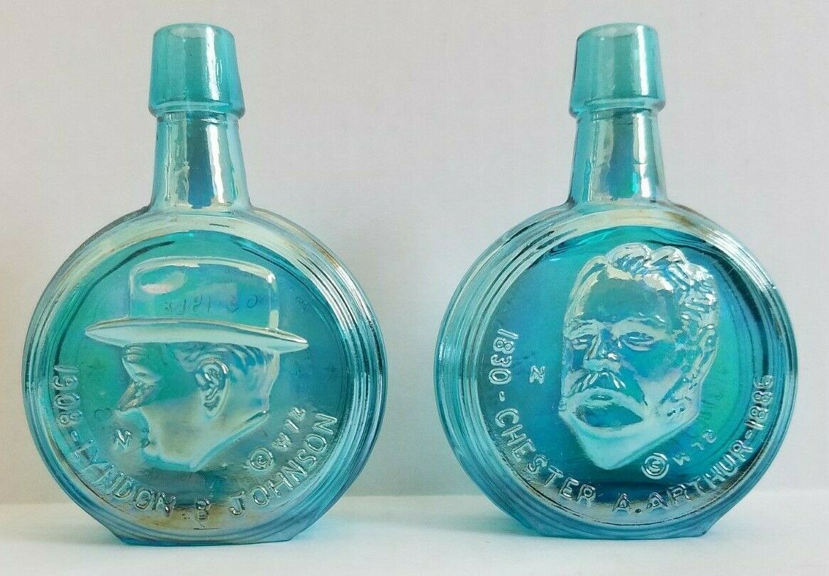 Mini Wheaton Glass Bottles Presidents Lyndon B Johnson And Chester Arthur