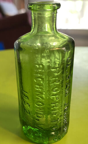 Wheaten Green Glass Lancaster’s Indian Vegetable Jaundice Bitters Bottle