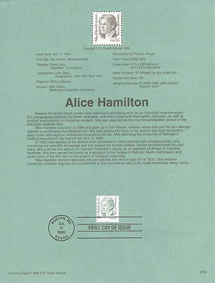 #9529 55c Alice Hamilton Stamp #2940 Usps Souvenir Page