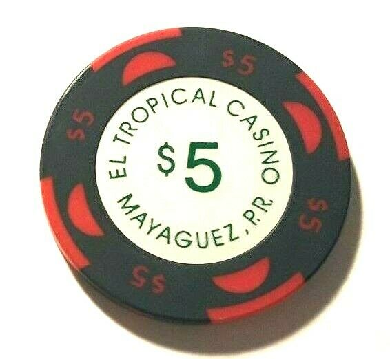 $5 El Tropical Casino Mayaguez Dk Blue Red Poker Chip Puerto Rico Smooth