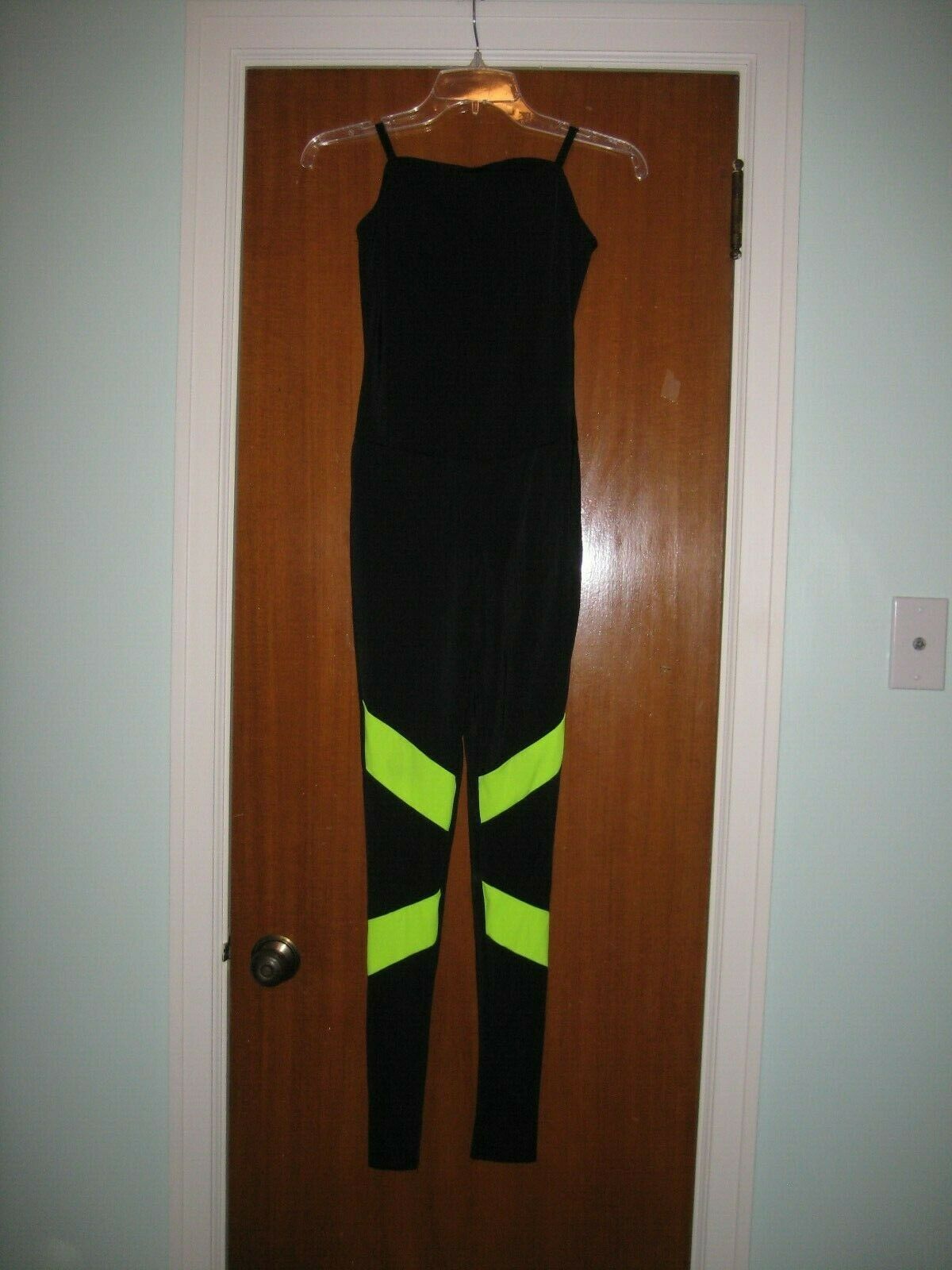 Weissman One Piece Long Leg Dancewear Sz Lc Black/neon Yellow-green