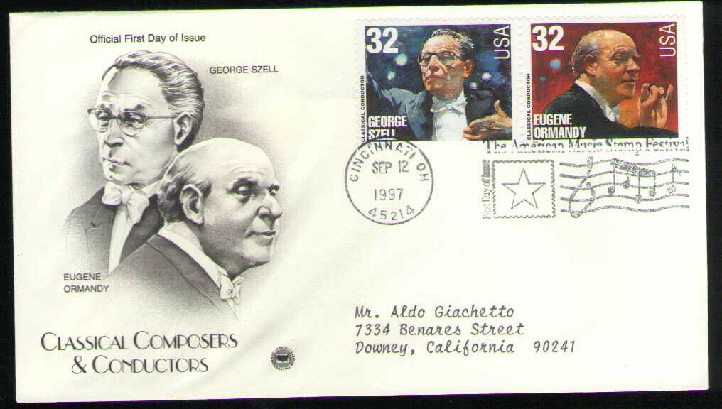 Us. 3160-61. Szell & Ormandy, Classical Composers & Conductors. Artcraft Fdc