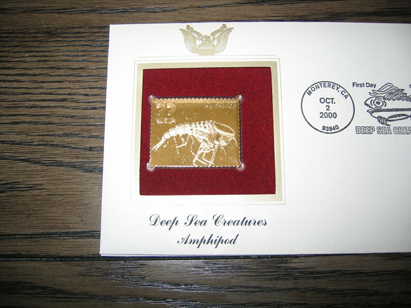 2000 Deep Sea Amphipod Creatures Gold Golden Replica Cover Fdc Stamp