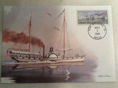 25 Cent Stamp Steamboat Phoenix 1989 Fdc First Day Cover 3/3/89 New Orleans