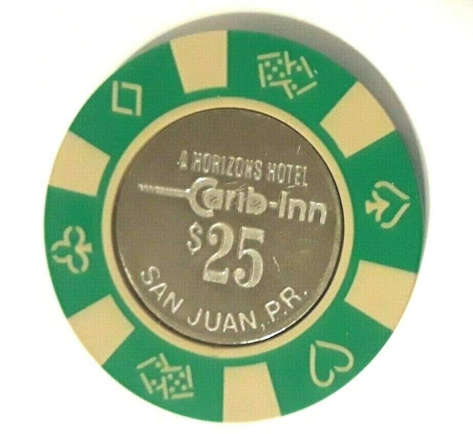 $25 Carib Inn San Juan Hotel Casino Grbg Chip Condado Puerto Rico Bud Jones Coin