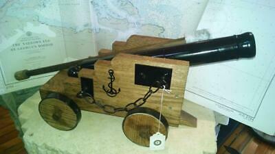 Cannon, Black Powder, Nautical With Nautical Wooden Carriage