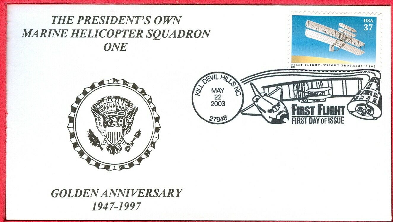 Fdc First Flight 37cenr Stamp Cachet President's Own Marine One 50th Anniversary