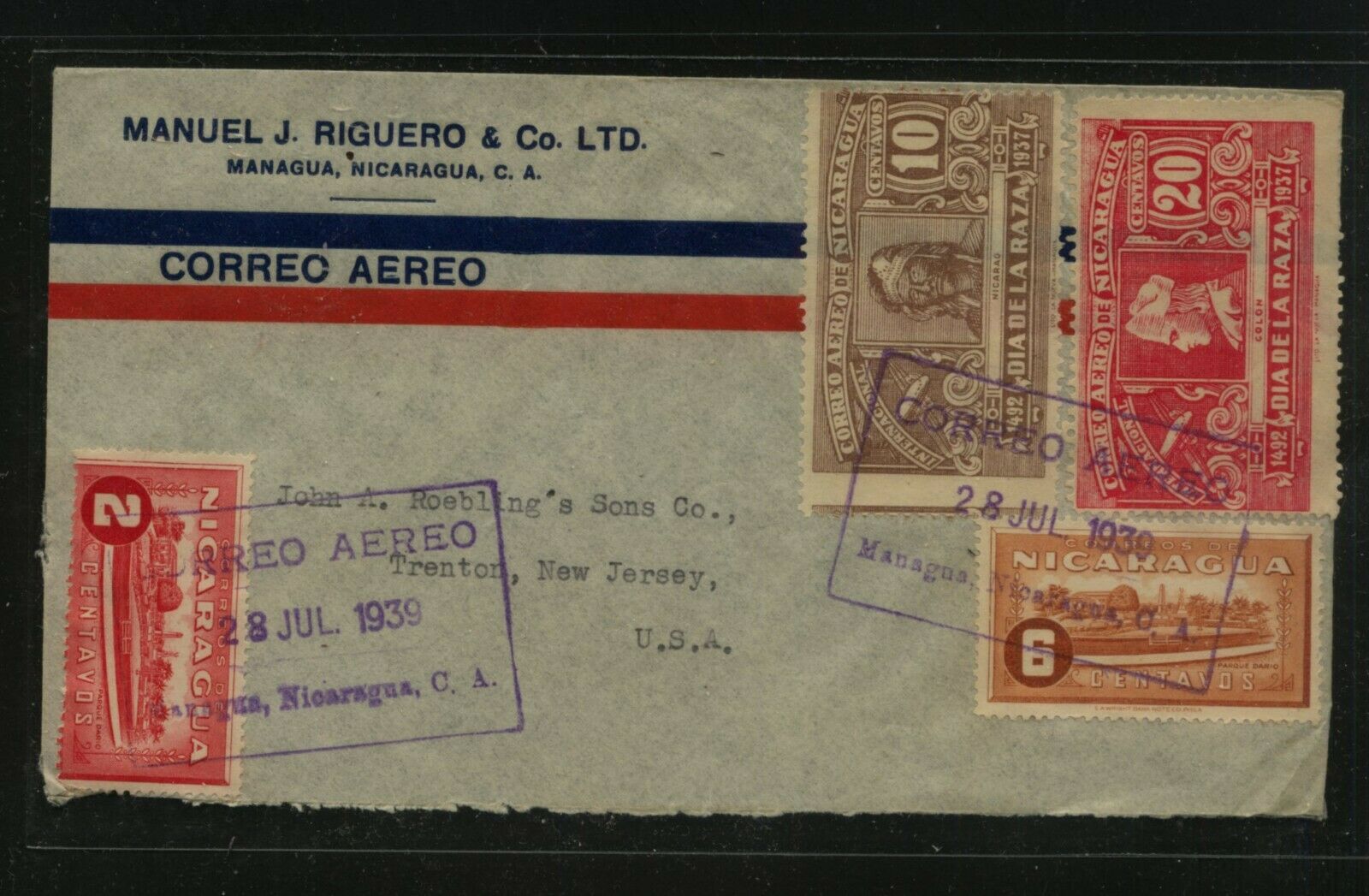 Nicaragua  Nice Franking Cover  To  Us   1939       Vt0309