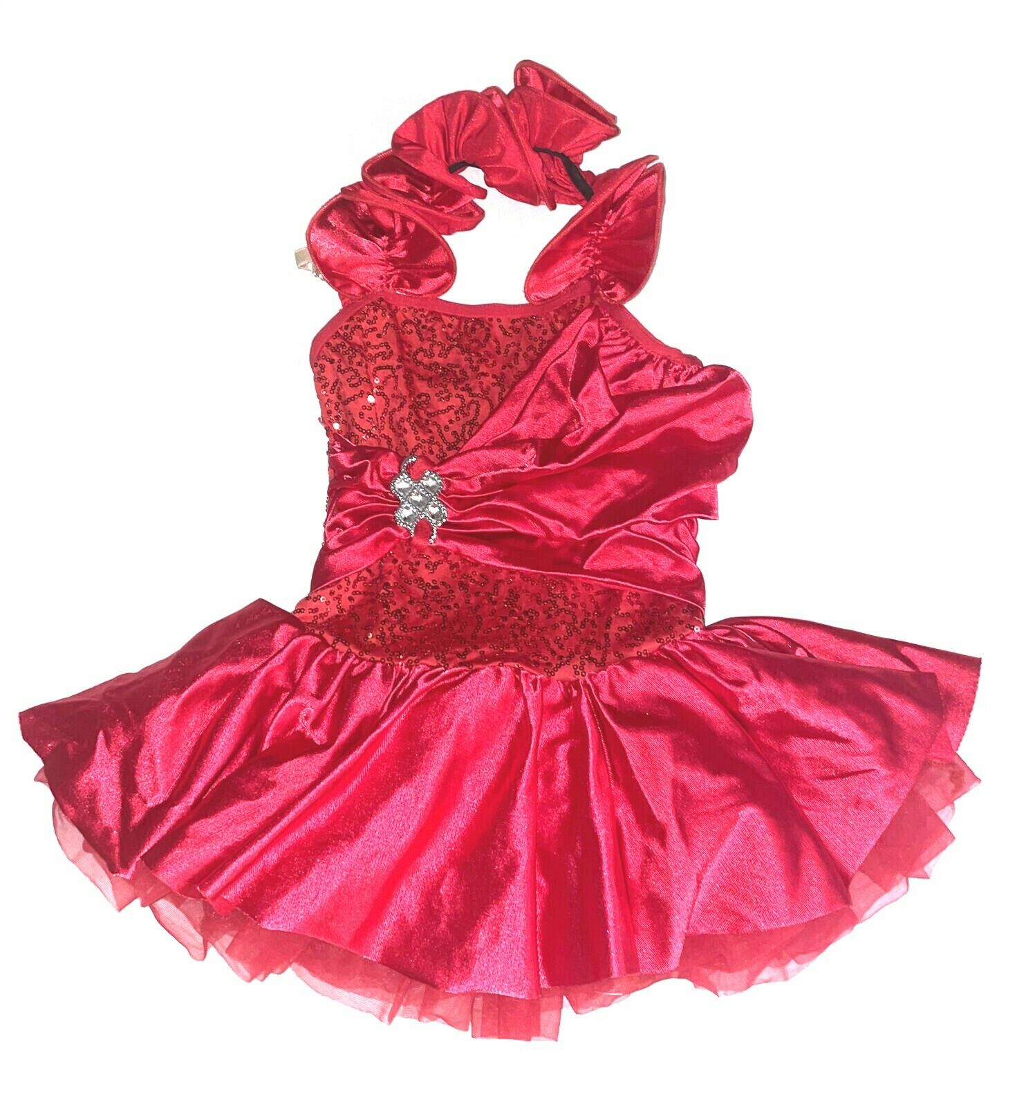 Weissman Size Sc Dance Costume Red Sequin Ruffle Girls