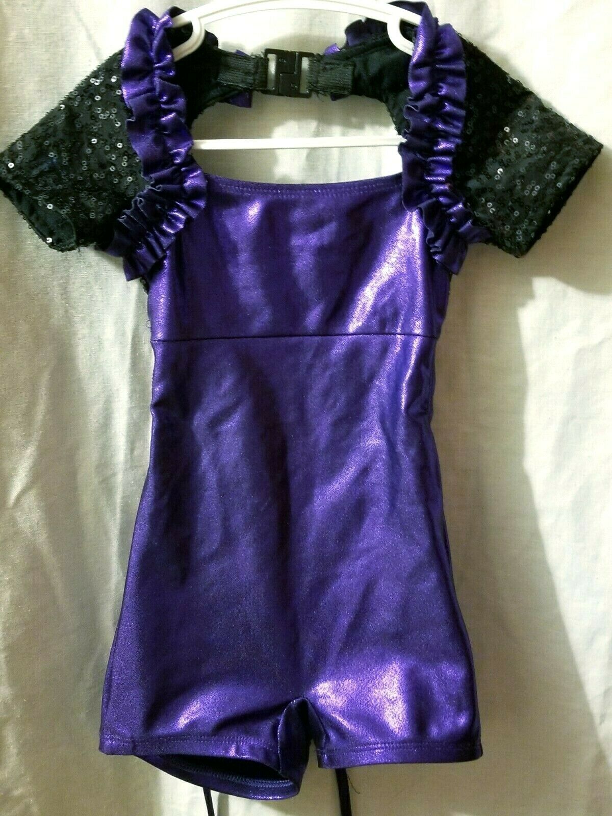 Girls Skate Dance Costume Purple Black Sparkle 4-6t ? See Measurements