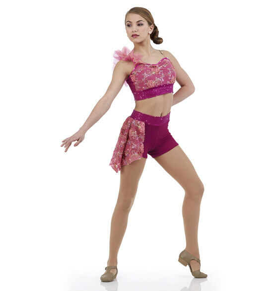 Child Medium Pink Contemporary Escape Ballet Lyrical Costume Dance Sequin Acro
