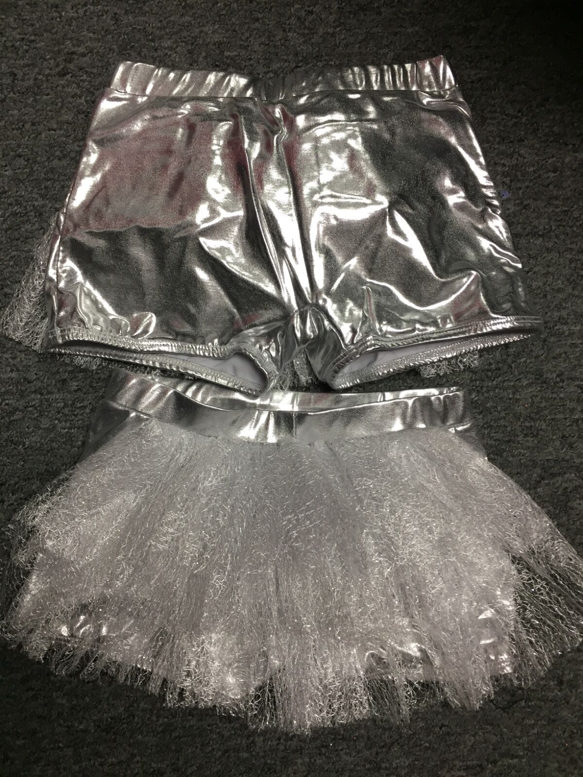 Dance Shorts Silver W/ Tulle Bustle Lot Of 11 Sizes Mc (4) Lc (4) Sa (3)