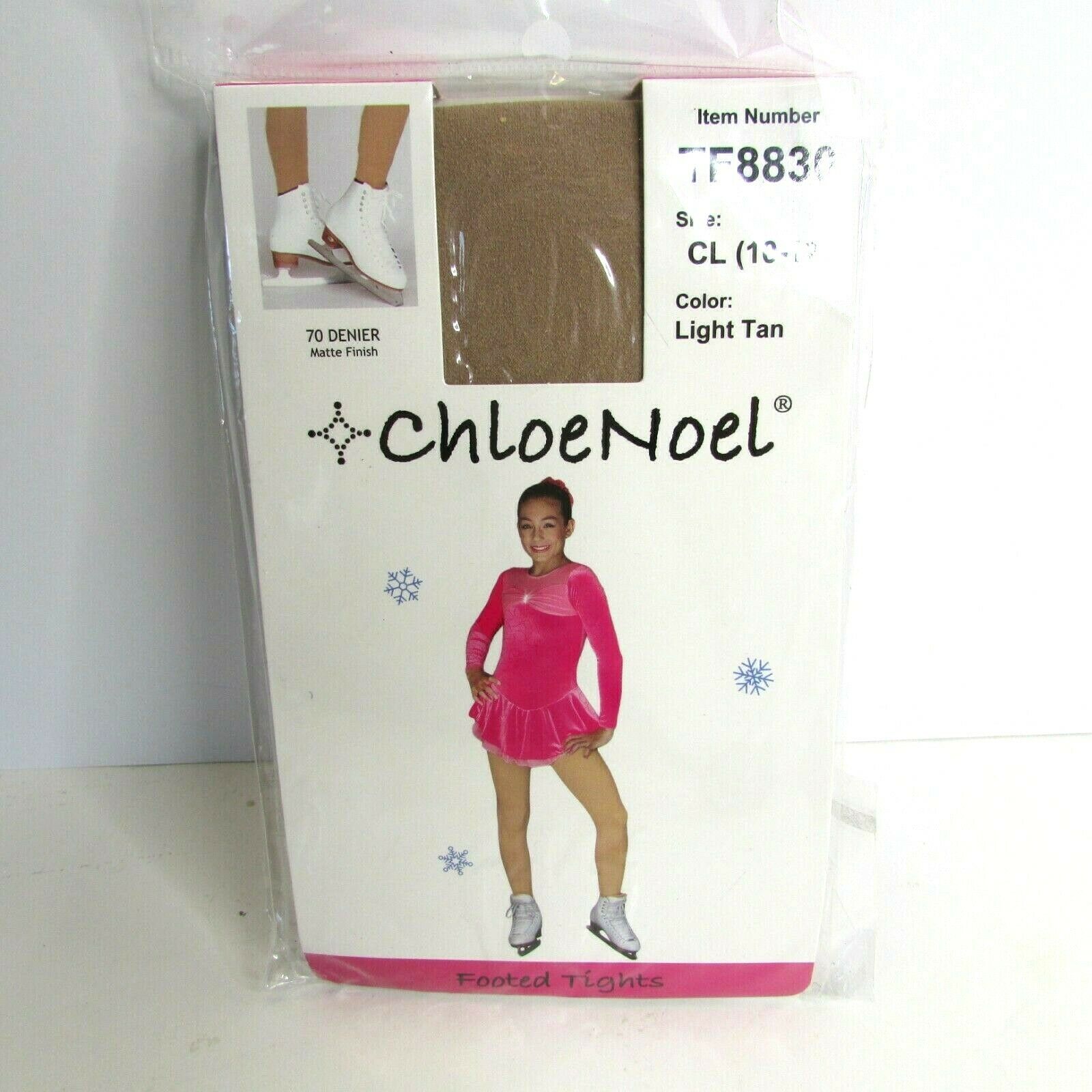 New Chloe Noel Footed Tights Ice Skating Tan Tf8830 Size Cl 10-12 Medium Weight