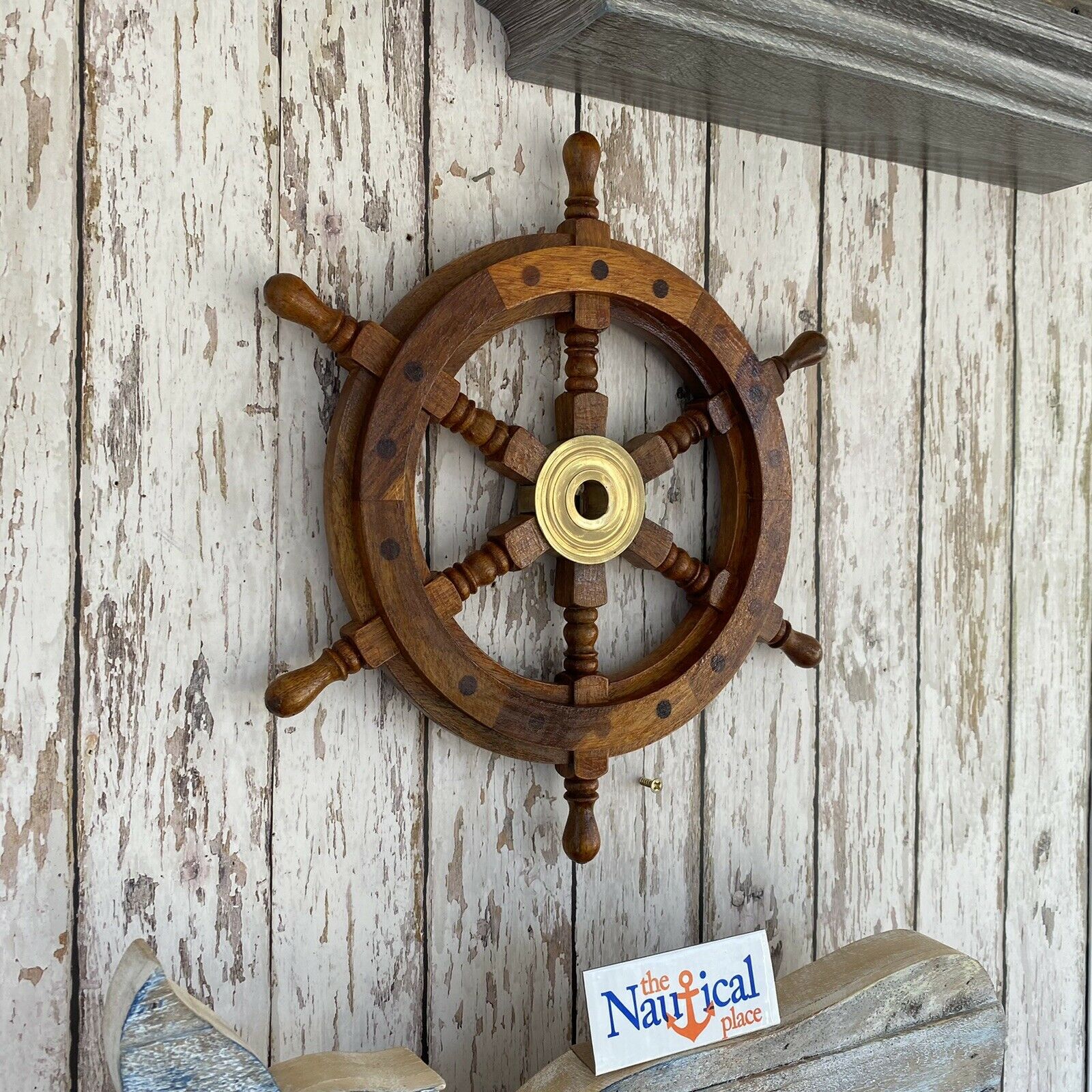 12" Wood Ship Wheel ~ Nautical Themed Wall Decor ~ Small Wooden Captain Helm