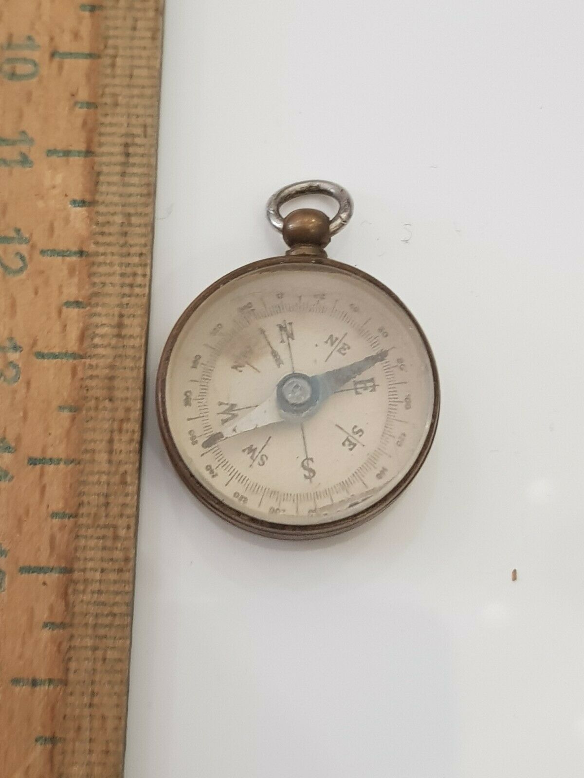 Vintage / Antique Lot Brass Compass Compasses Is Pendant Style